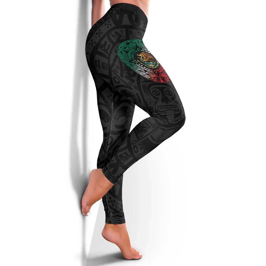 Mexican Aztec Sun Leggings Flag Color Unique Style - Wonder Print Shop