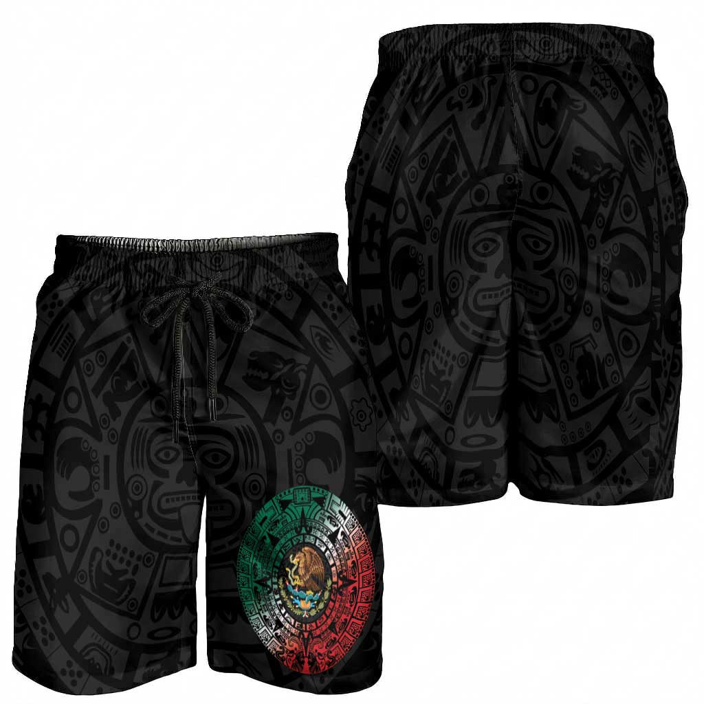 Mexican Aztec Sun Shorts for Men Flag Color Unique Style - Wonder Print Shop