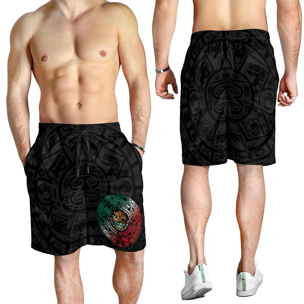 Mexican Aztec Sun Shorts for Men Flag Color Unique Style - Wonder Print Shop