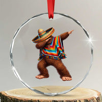 Mexican Bigfoot Dabbing Cinco de Mayo Funny Fiesta Crystal Glass Ornament