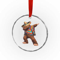 Mexican Bigfoot Dabbing Cinco de Mayo Funny Fiesta Crystal Glass Ornament