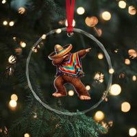 Mexican Bigfoot Dabbing Cinco de Mayo Funny Fiesta Crystal Glass Ornament