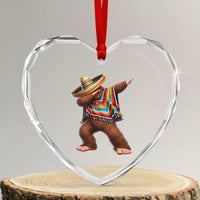 Mexican Bigfoot Dabbing Cinco de Mayo Funny Fiesta Heart Crystal Glass Ornament