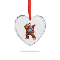 Mexican Bigfoot Dabbing Cinco de Mayo Funny Fiesta Heart Crystal Glass Ornament