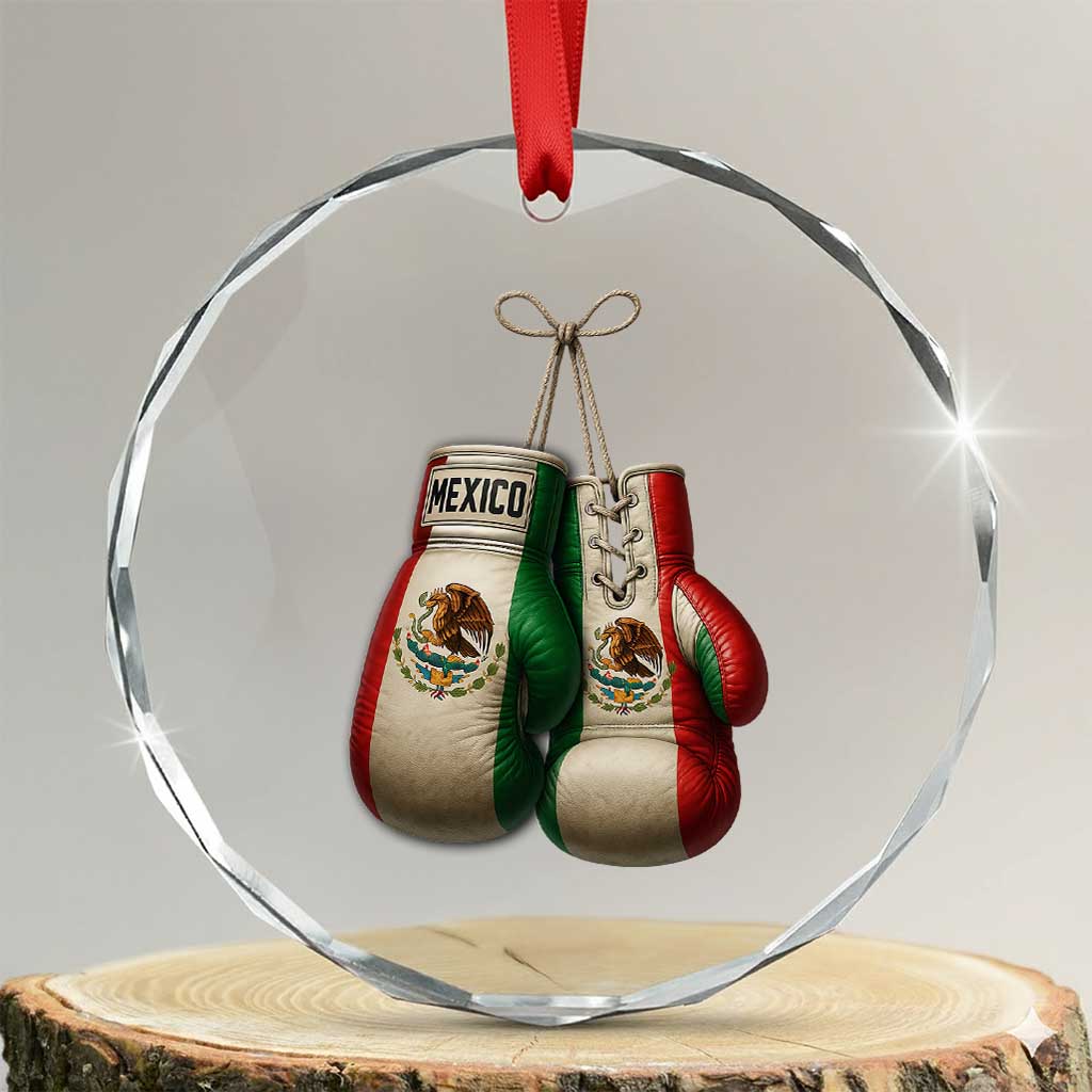 Mexican Boxing Gloves Crystal Glass Ornament Retro Vintage Mexico Flag Boxer