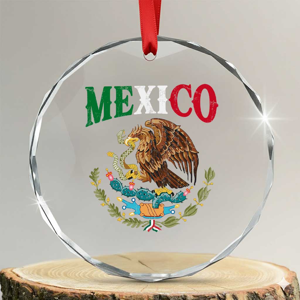 Mexican Coat Of Arms Mexico Vintage Flag Crystal Glass Ornament