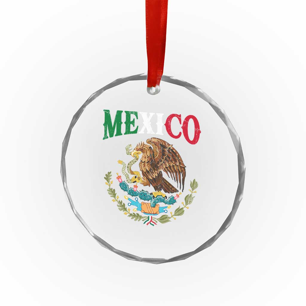 Mexican Coat Of Arms Mexico Vintage Flag Crystal Glass Ornament