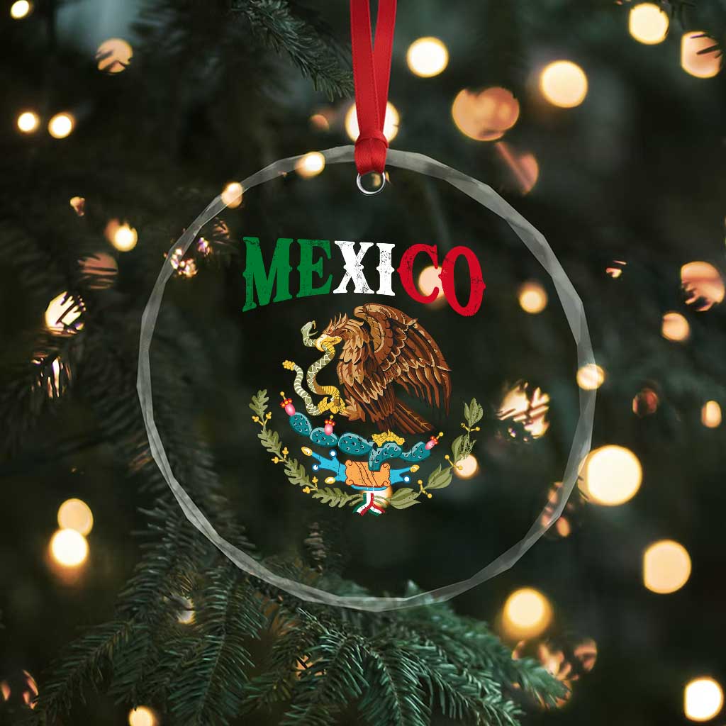 Mexican Coat Of Arms Mexico Vintage Flag Crystal Glass Ornament