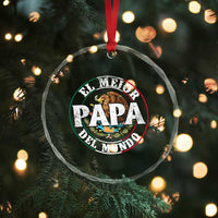Mexican Dad Crystal Glass Ornament El Mejor Papá del Mundo Mexico Flag Eagle - Wonder Print Shop