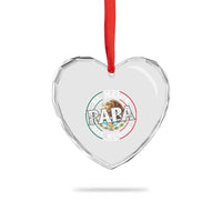 Mexican Dad Heart Crystal Glass Ornament El Mejor Papá del Mundo Mexico Flag Eagle - Wonder Print Shop