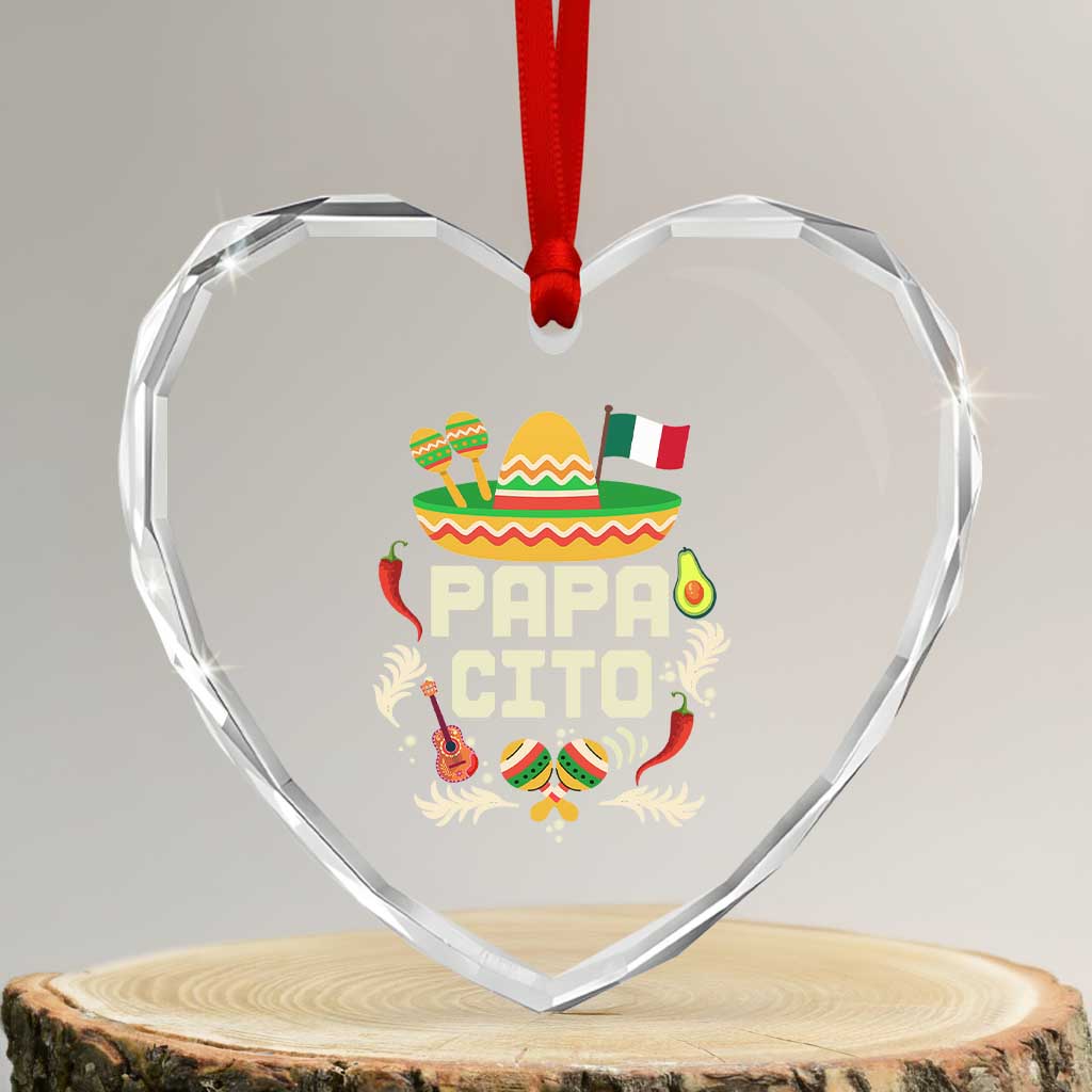 Mexican Dad Heart Crystal Glass Ornament Papa Cito Latino Fathers Day Gift Mexican Pride