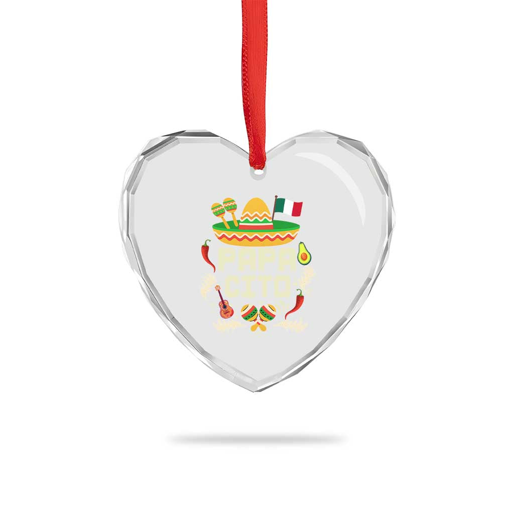 Mexican Dad Heart Crystal Glass Ornament Papa Cito Latino Fathers Day Gift Mexican Pride