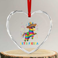 Mexican Fiesta Pinata Heart Crystal Glass Ornament Funny Cinco De Mayo