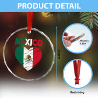 Mexican Flag Heart Mexico City Independence Day Gift Crystal Glass Ornament