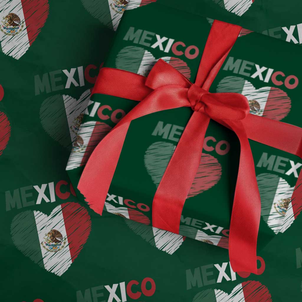 Mexican Flag Heart Mexico City Independence Day Gift Wrapping Paper Roll