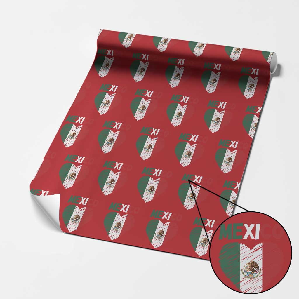 Mexican Flag Heart Mexico City Independence Day Gift Wrapping Paper Roll