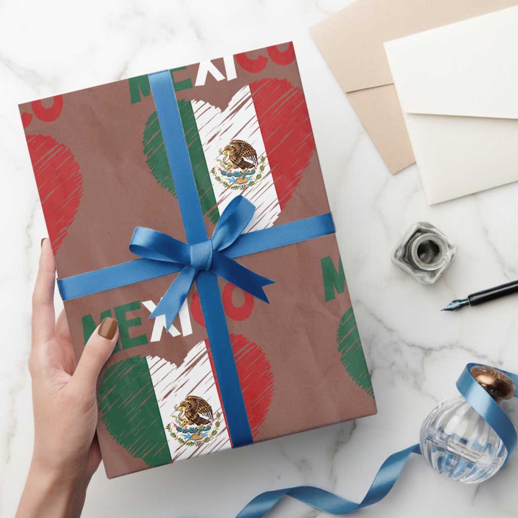 Mexican Flag Heart Mexico City Independence Day Gift Wrapping Paper Roll