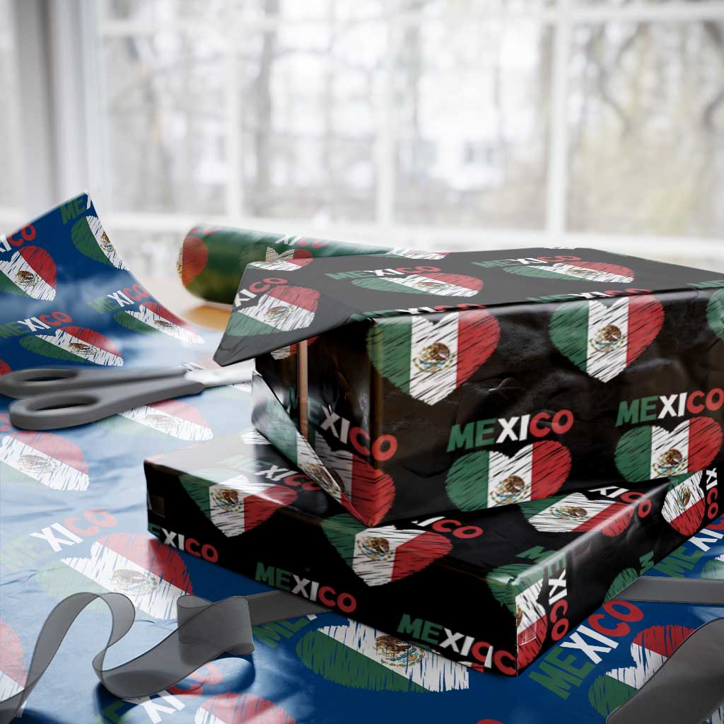 Mexican Flag Heart Mexico City Independence Day Gift Wrapping Paper Roll