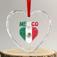 Mexican Flag Heart Mexico City Independence Day Gift Heart Crystal Glass Ornament