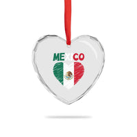 Mexican Flag Heart Mexico City Independence Day Gift Heart Crystal Glass Ornament