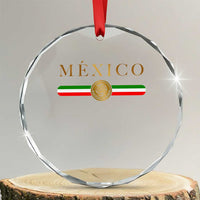 Mexican Heritage Pride Crystal Glass Ornament Mexico Vintage Flag Coat of Arms Graphic