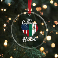 Mexican Roots Crystal Glass Ornament Mexican American Flag Two Cultures One Heart - Wonder Print Shop
