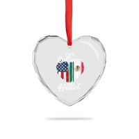 Mexican Roots Heart Crystal Glass Ornament Mexican American Flag Two Cultures One Heart - Wonder Print Shop