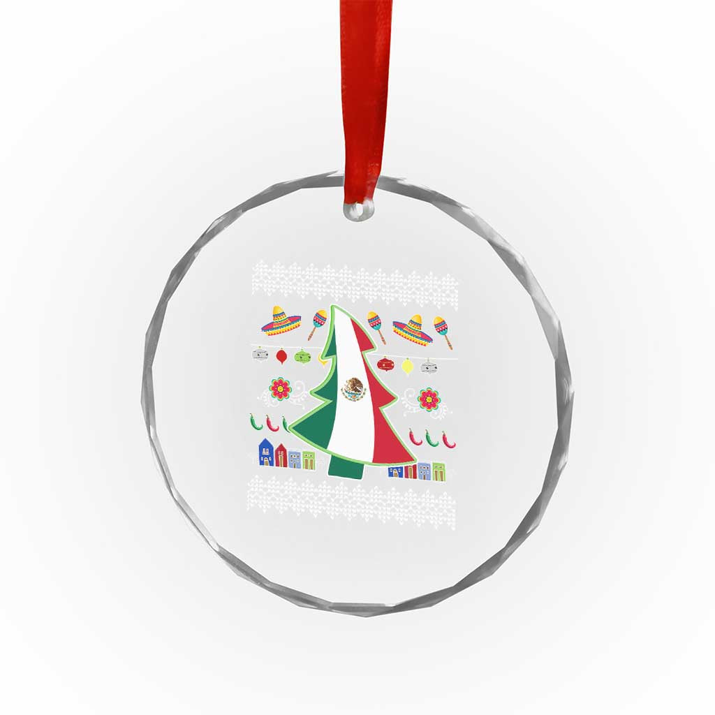 Mexican Xmas Crystal Glass Ornament Mexico Flag Xmas Tree Ugly Sweater TS02