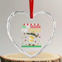 Mexican Xmas Heart Crystal Glass Ornament Tis The Season For Tequila Dabbing Alcohol Lover - Wonder Print Shop