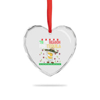 Mexican Xmas Heart Crystal Glass Ornament Tis The Season For Tequila Dabbing Alcohol Lover - Wonder Print Shop