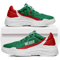Mexico 2026 Football Chunky Sneakers El Tricolor Aztec Calendar Grunge Curve Stylized - Wonder Print Shop