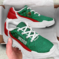 Mexico 2026 Football Chunky Sneakers El Tricolor Aztec Calendar Grunge Curve Stylized - Wonder Print Shop