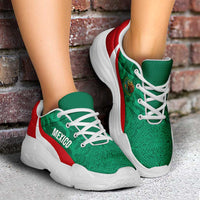 Mexico 2026 Football Chunky Sneakers El Tricolor Aztec Calendar Grunge Curve Stylized - Wonder Print Shop