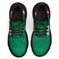 Mexico 2026 Football Clunky Sneakers El Tricolor Aztec Calendar Grunge Curve Stylized - Wonder Print Shop