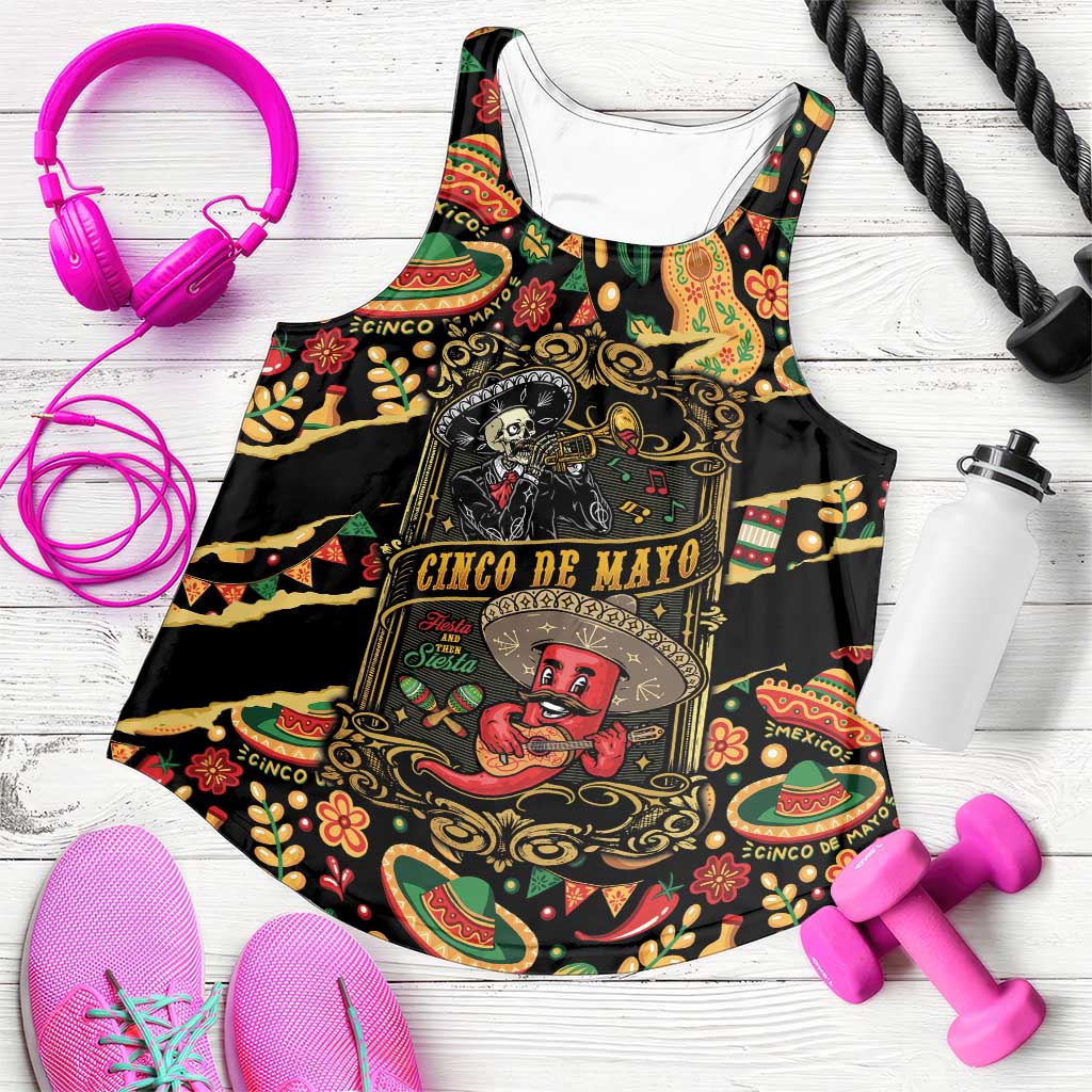 Mexico Cinco de Mayo Women Racerback Tank Fiesta and then Siesta