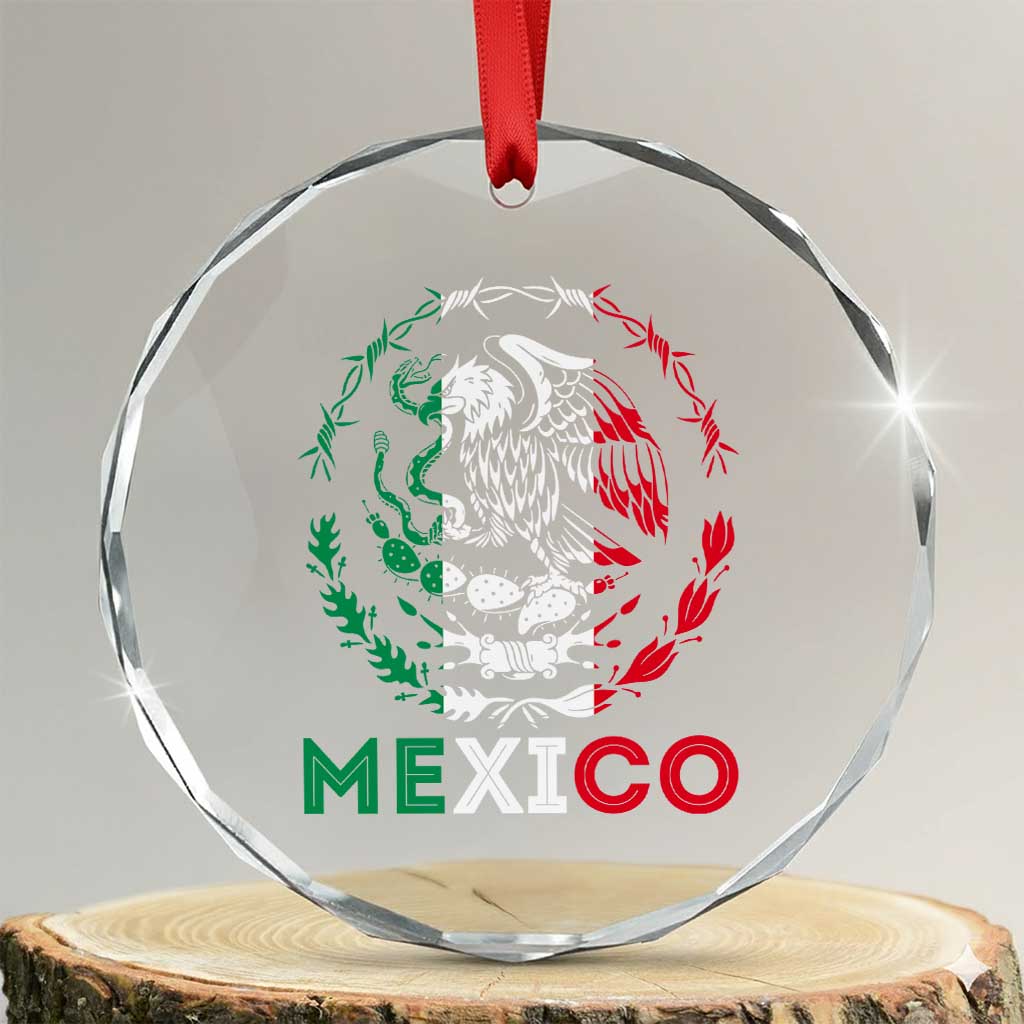 Mexico Coat of Arms Crystal Glass Ornament Eagle Mexican Flag Mexico Heritage Roots - Wonder Print Shop