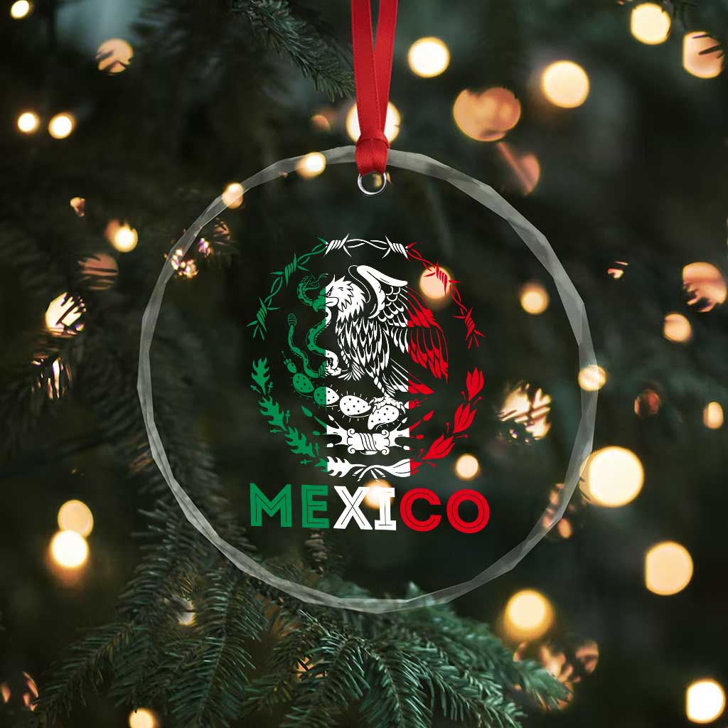 Mexico Coat of Arms Crystal Glass Ornament Eagle Mexican Flag Mexico Heritage Roots - Wonder Print Shop