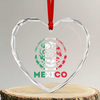 Mexico Coat of Arms Heart Crystal Glass Ornament Eagle Mexican Flag Mexico Heritage Roots - Wonder Print Shop