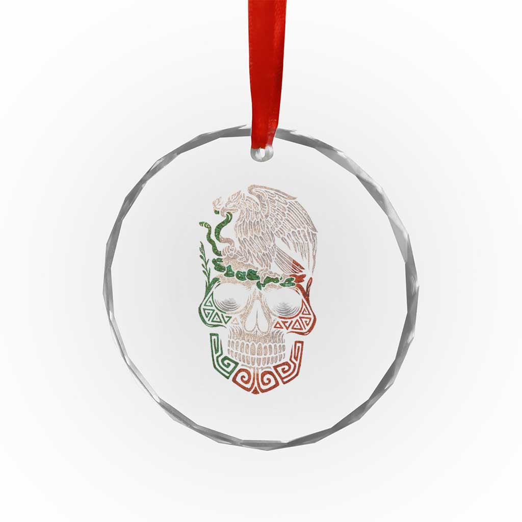 Mexico Coat of Arms Skull Crystal Glass Ornament Eagle Mexican Flag Mexico Heritage Roots - Wonder Print Shop