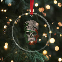 Mexico Coat of Arms Skull Crystal Glass Ornament Eagle Mexican Flag Mexico Heritage Roots - Wonder Print Shop
