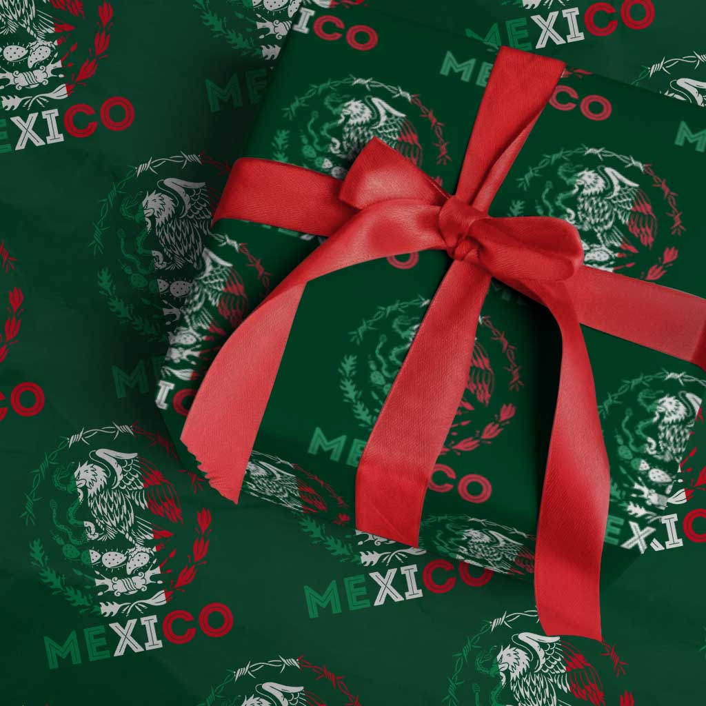 Mexico Coat of Arms Wrapping Paper Roll Eagle Mexican Flag Mexico Heritage Roots - Wonder Print Shop