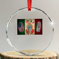 Mexico Flag Crystal Glass Ornament Virgin Mary Mexican American Patriotic Mexican Roots - Wonder Print Shop