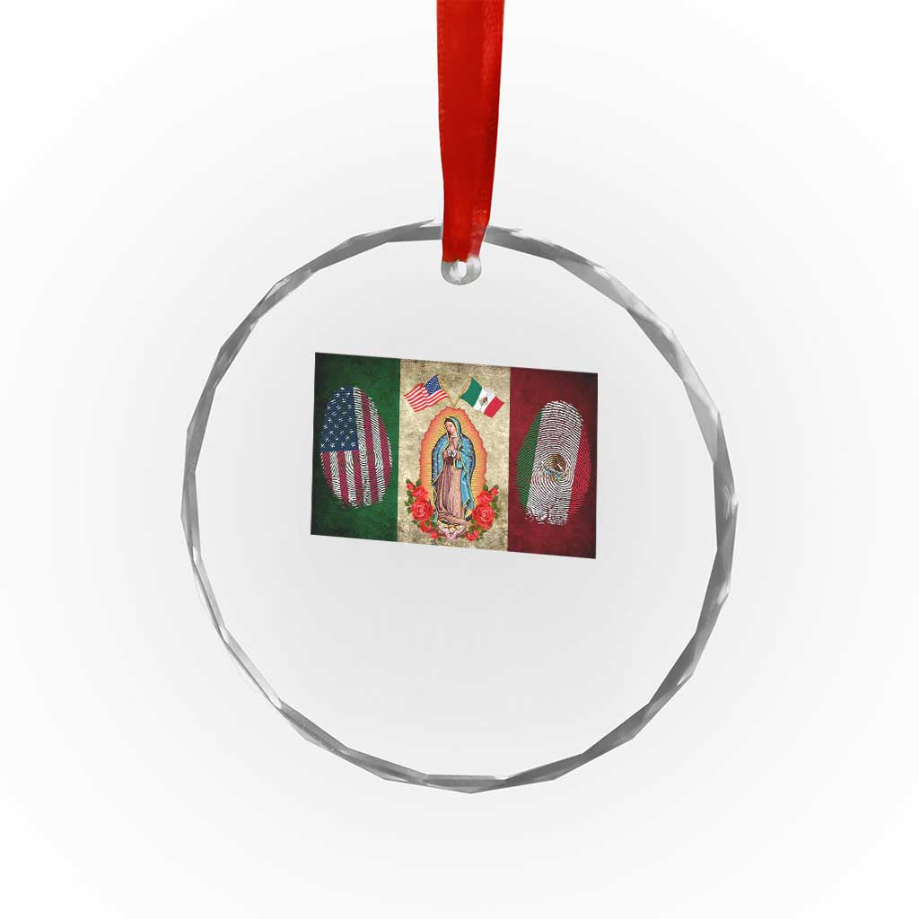 Mexico Flag Crystal Glass Ornament Virgin Mary Mexican American Patriotic Mexican Roots - Wonder Print Shop