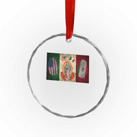 Mexico Flag Crystal Glass Ornament Virgin Mary Mexican American Patriotic Mexican Roots - Wonder Print Shop