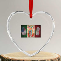 Mexico Flag Heart Crystal Glass Ornament Virgin Mary Mexican American Patriotic Mexican Roots - Wonder Print Shop