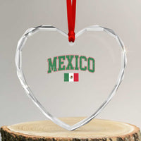 Mexico Flag Vintage Mexican Pride Heritage Heart Crystal Glass Ornament