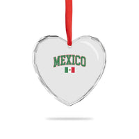Mexico Flag Vintage Mexican Pride Heritage Heart Crystal Glass Ornament