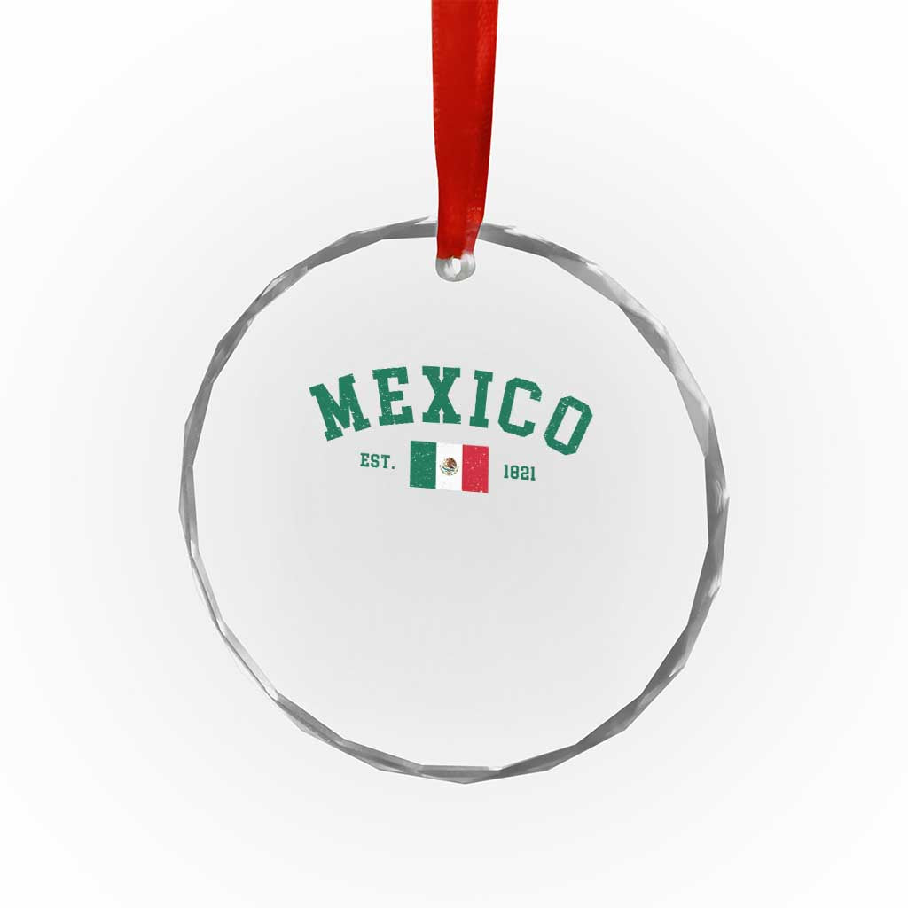 Mexico Mexican Flag Vintage Pride Crystal Glass Ornament