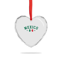 Mexico Mexican Flag Vintage Pride Heart Crystal Glass Ornament