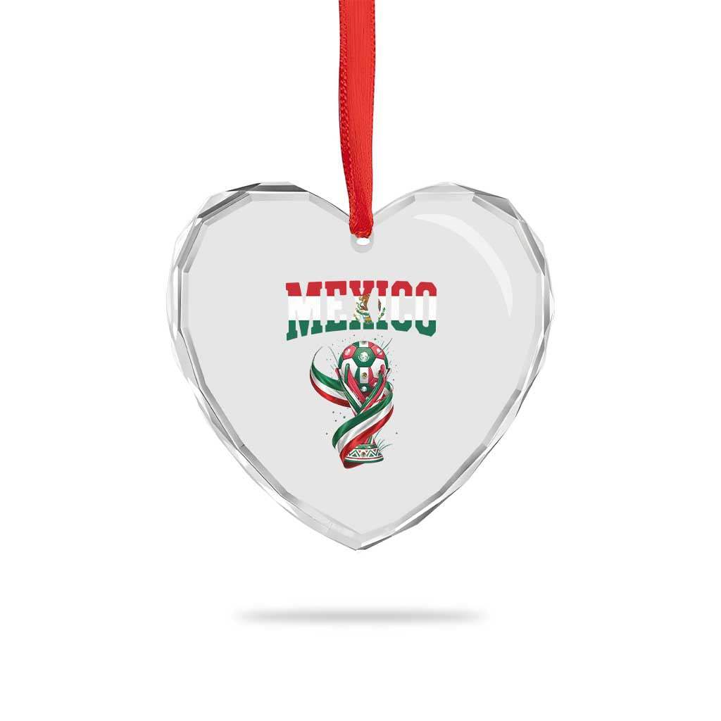 Mexico National Soccer Lover Heart Crystal Glass Ornament Proud Mexican Fan Gift